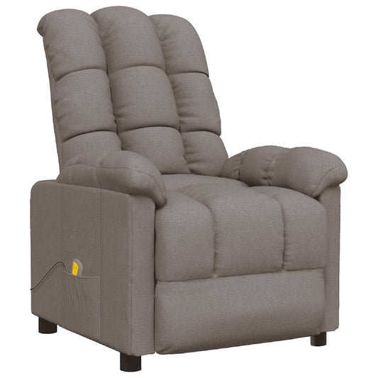 Massage Recliner Taupe Polyester Medium Adjustable Headrests