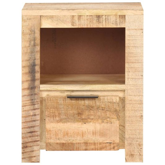 Bedside Cabinet Rough Mango Wood Sturdy Medium Functional