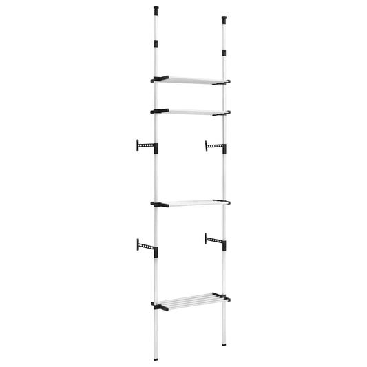Telescopic Wardrobe System Silver and Black Aluminum, Plastic Large