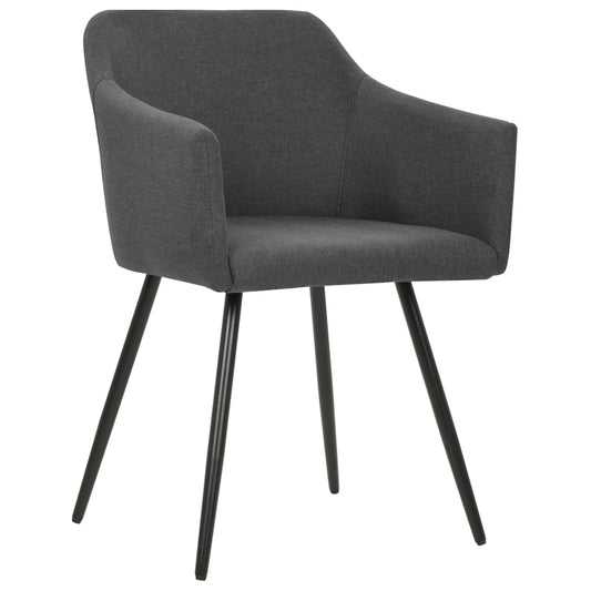 Dining Chair Set of 2 Dark Grey Fabric (100% polyester), metal