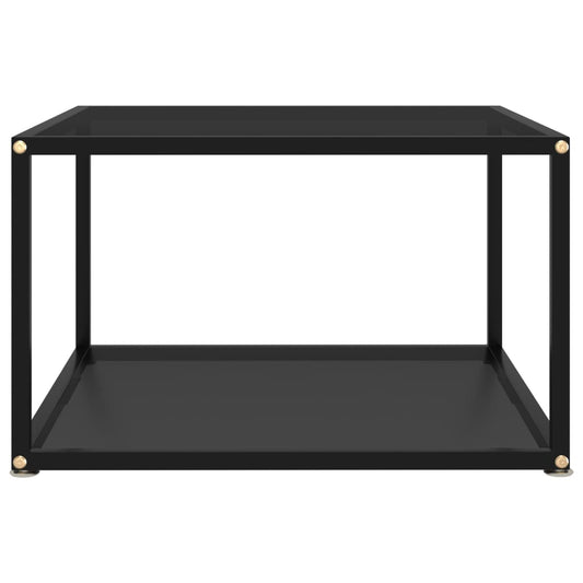 Coffee Table Black Tempered glass, powder-coated steel 23.6x23.6 in