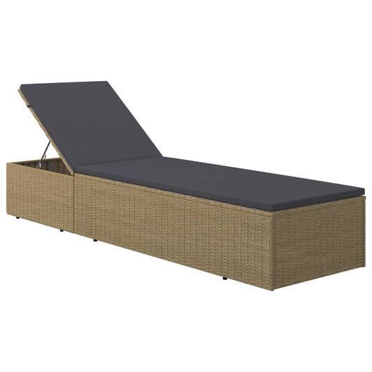 Sunlounger Brown and Dark Grey PE rattan Standard Foldable