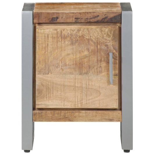 Bedside Cabinet Rough mango wood color, Grey Rough mango wood, Iron