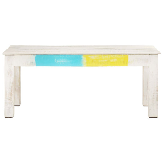 Coffee Table White Solid mango wood Medium Decorative Inlays