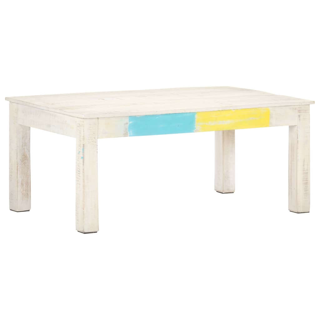Coffee Table White Solid mango wood Medium Decorative Inlays