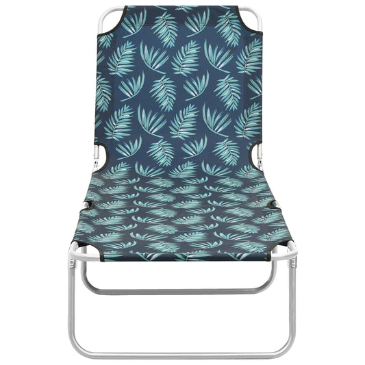 Sun Lounger Leaves Print Powder-coated Steel, Fabric (100% Polyester)