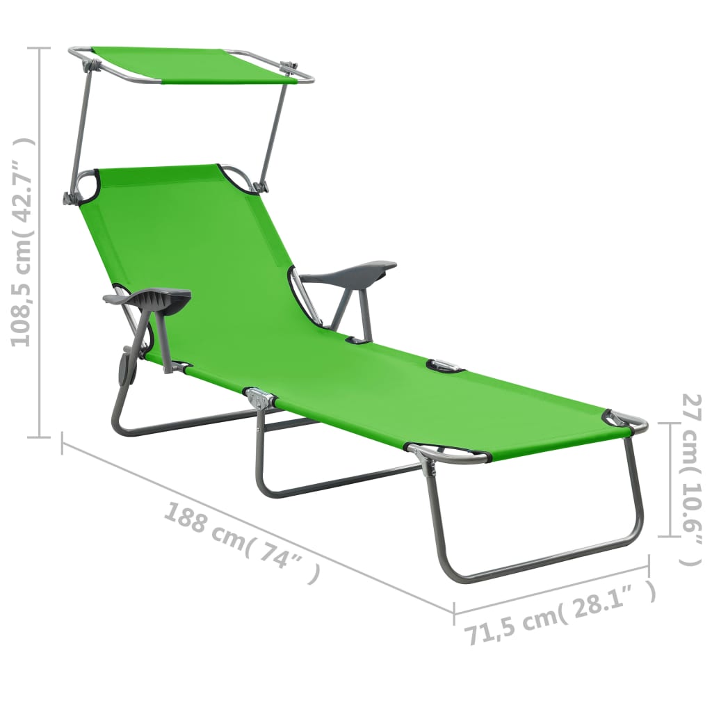 Outdoor Sunbed Green Powder-coated steel and fabric