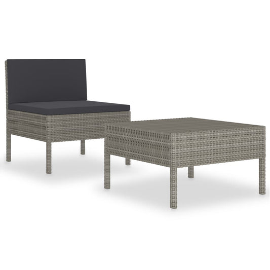 Garden Furniture Set Grey and Anthracite PE Rattan Standard
