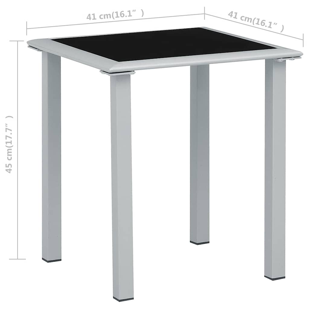Outdoor Table Black and Silver Powder-coated steel, tempered glass