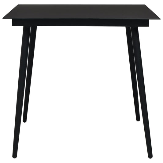 Dining Table Black Glass, Powder-coated Steel 31.5 in Durable