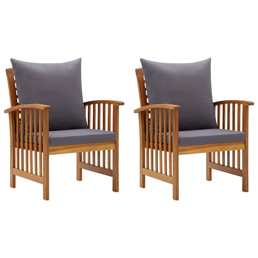 Garden Chair Set of 2 Dark grey, Natural wood Solid acacia wood