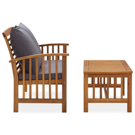 Garden Lounge Set Dark grey Solid acacia wood with an oil finish