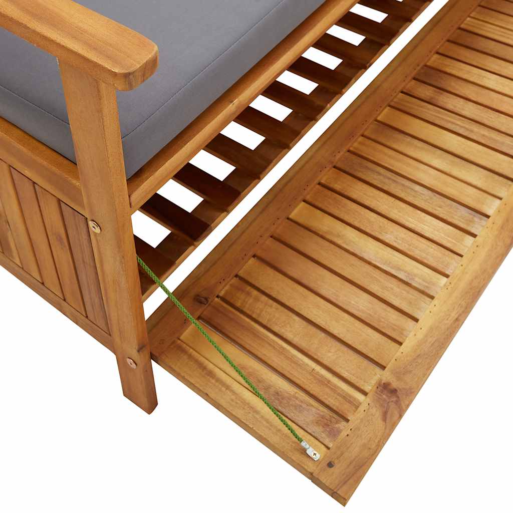 Storage Bench Dark grey seat cushion, Natural wood