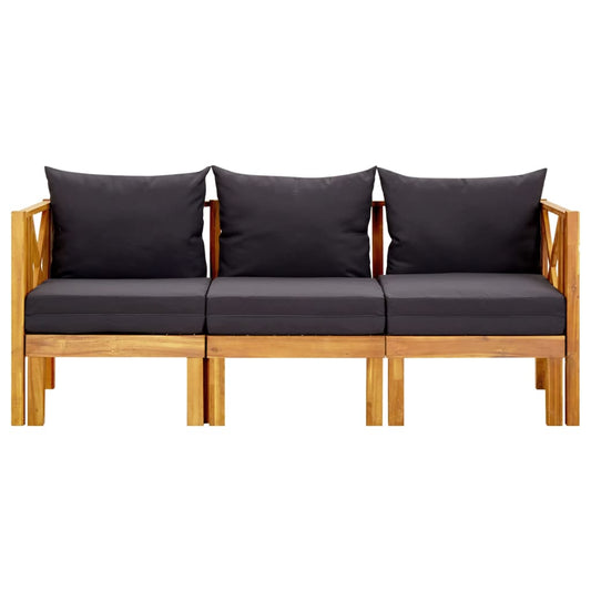 Bench Dark grey, Light wood Solid acacia wood, Polyester