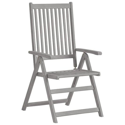 Garden Chair Set of 3 Grey Solid acacia wood 3 pieces Foldable