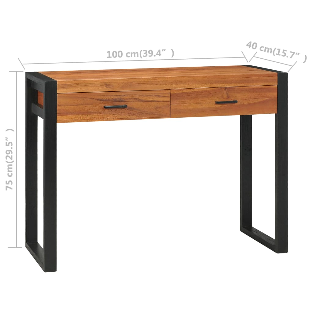 Desk Teak Teak Wood, Plywood 39.4 in x 15.7 in x 29.5 in Desk