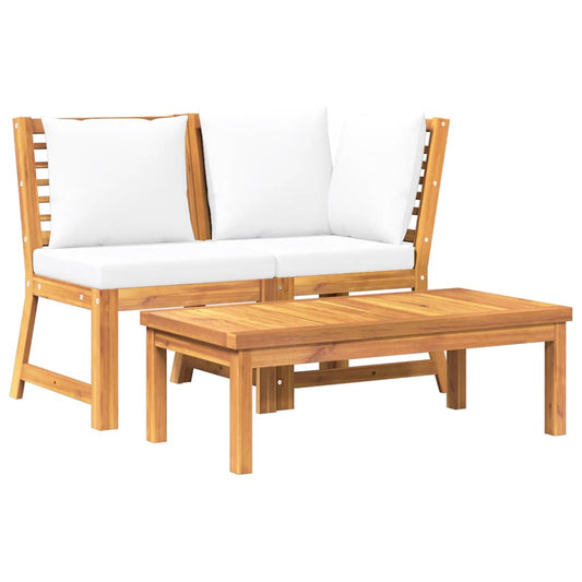 Garden Lounge Set Cream and Acacia Wood