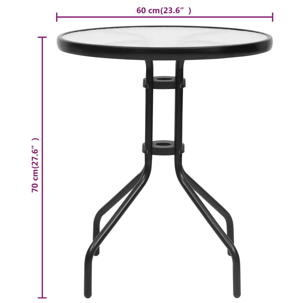 Garden Table Black Steel 23.6 in diameter Portable Garden Table