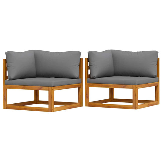 Corner Sofa Dark Grey Solid Acacia Wood Modular Corner Sofa