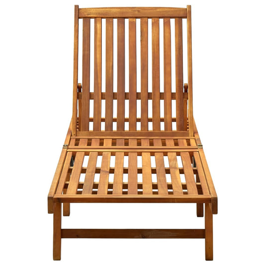 Sunlounger Natural Wood Solid Acacia Wood