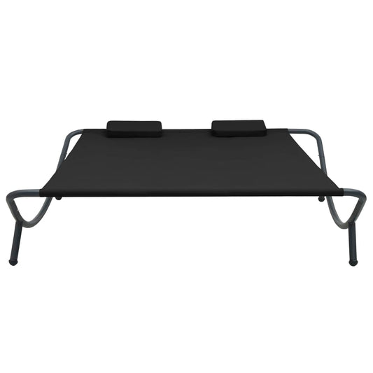 Lounge Bed Black Oxford fabric Large Durable Outdoor Lounge Bed