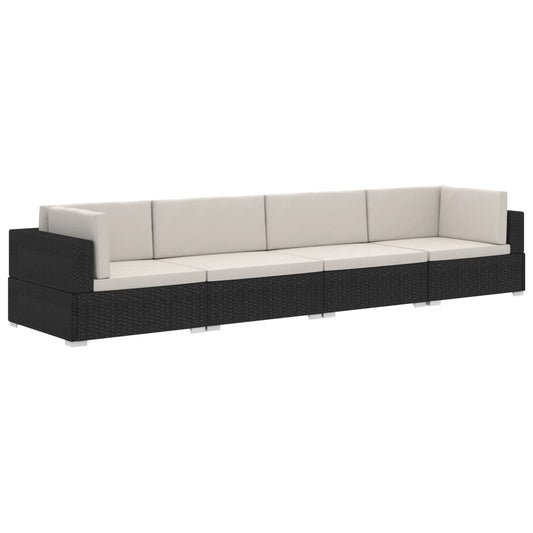 Patio Sofa Set Set of 4 Black, Cream White