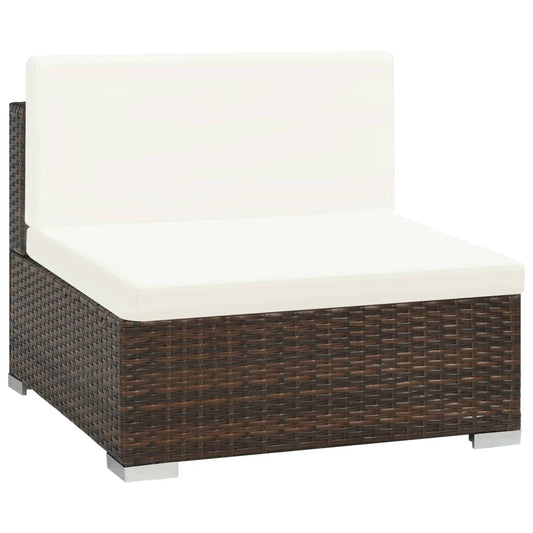Patio Sofa Set Set of 7 Brown, Cream white