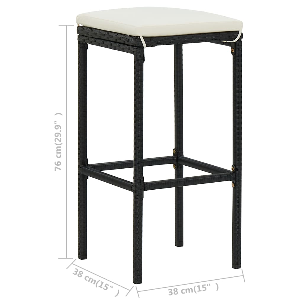 Bar Stool Set of 4 Black, Cream White