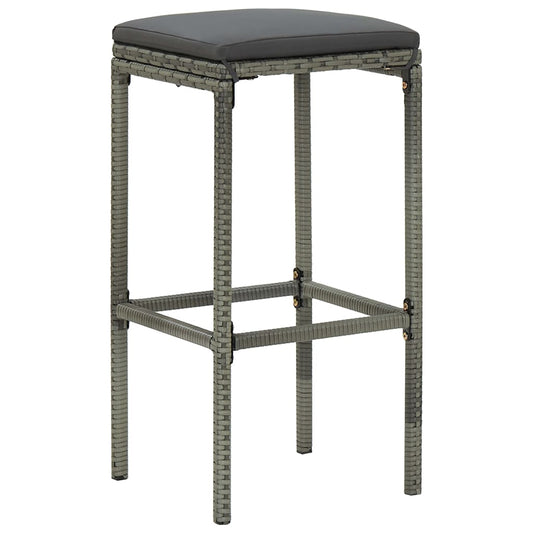 Bar Stool Set of 4 Grey PE Rattan Standard Footrest