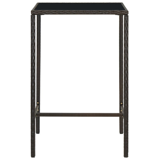 Bar Table Brown PE rattan, tempered glass, powder-coated steel