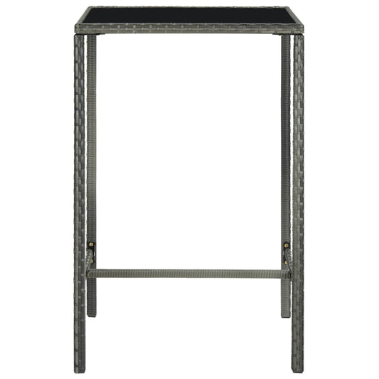 Bar Table Grey PE Rattan Medium Durable Bar Table Square