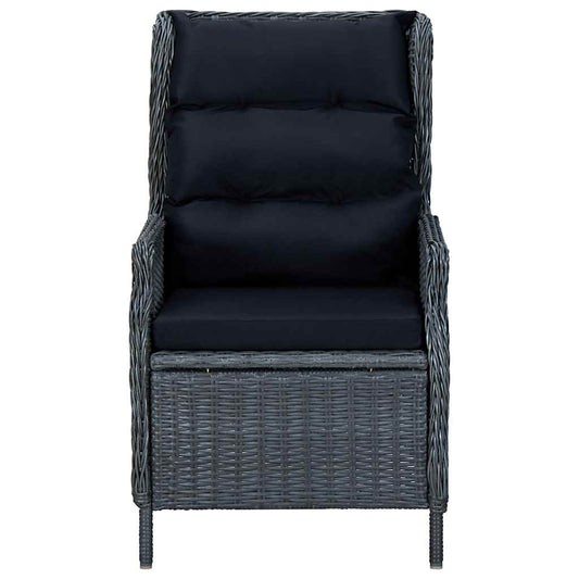 Garden Chair Dark Grey Round PE Rattan, Powder-Coated Steel