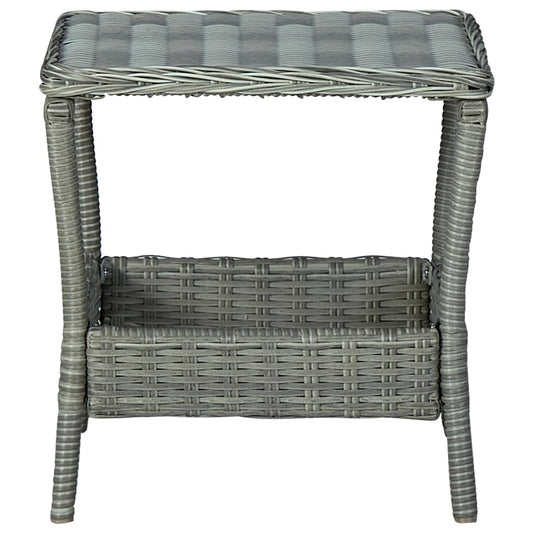 Garden Table Light gray PE rattan, powder-coated steel, PP board