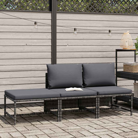 Garden Sofa Set Gray PE rattan, steel Compact Modular