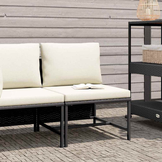 Middle Sofa Black PE rattan, powder-coated steel Medium Modular