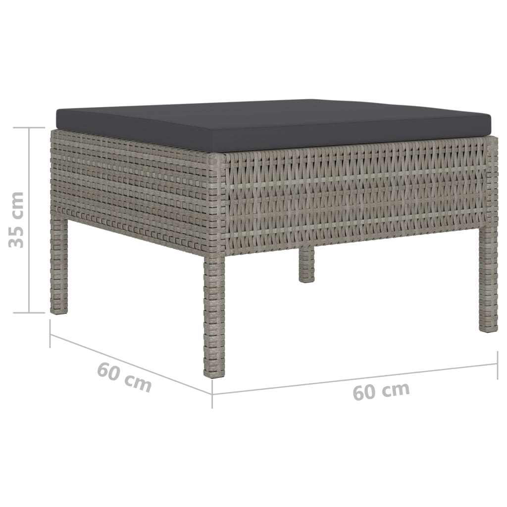 Garden Furniture Set Grey PE rattan, powder-coated steel, polyester