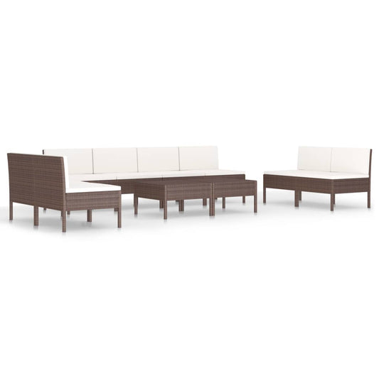 Garden Furniture Set Brown PE Rattan 10-piece set Modular