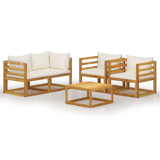 Garden Lounge Set Cream, Wood finish