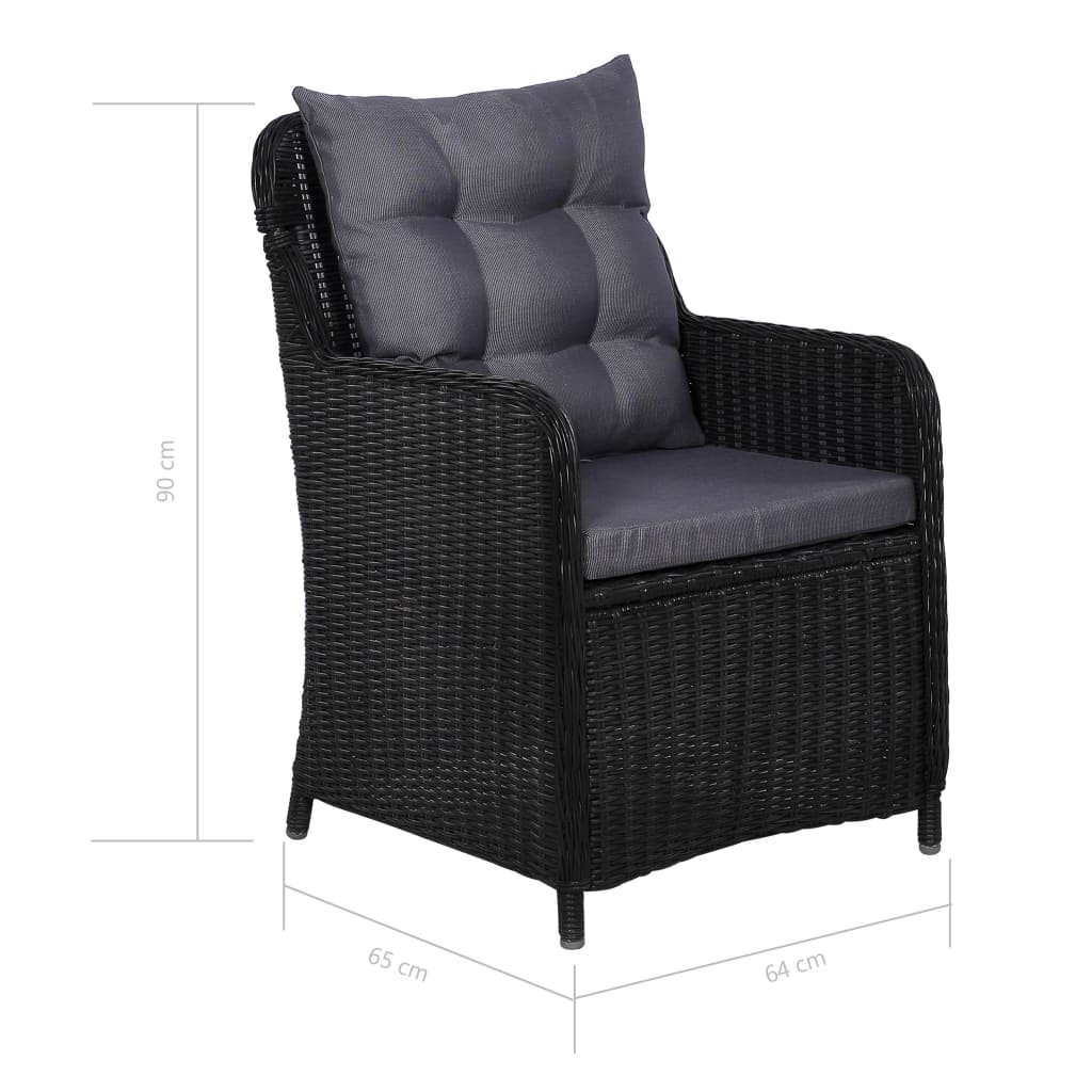 Outdoor Dining Set Black Powder-Coated Steel Large Durable