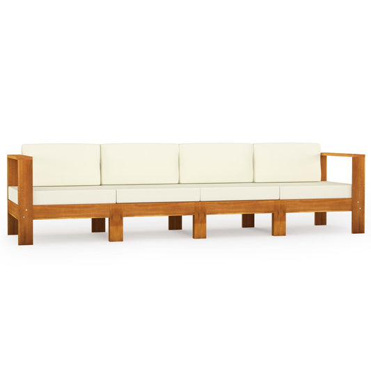 Wooden Garden Sofa Cream White Solid Acacia wood, 100% polyester