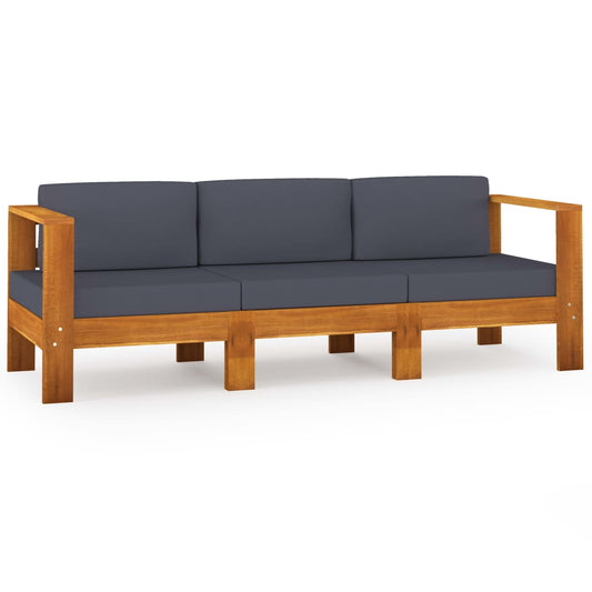 Wooden Garden Sofa Dark Grey Solid Acacia Wood, 100% Polyester Fabric