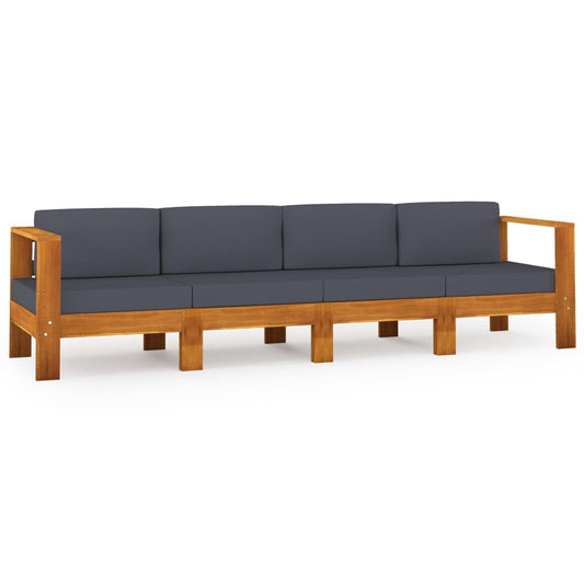 Wooden Garden Sofa Dark grey Solid acacia wood, 100% polyester