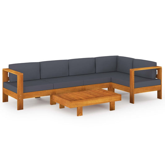 Wooden Lounge Set Dark grey Solid acacia wood, Polyester Large