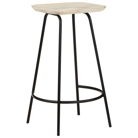 Bar Stool Set of 2 Bleached wood and black metal