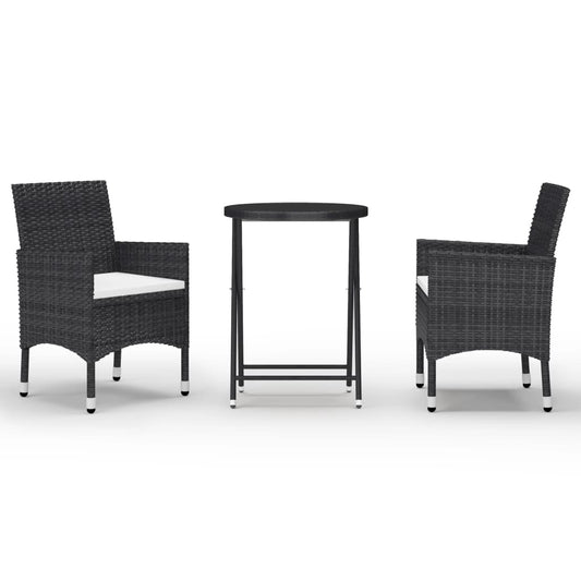 Bistro Set Black Poly rattan Small Foldable Bistro Set Round