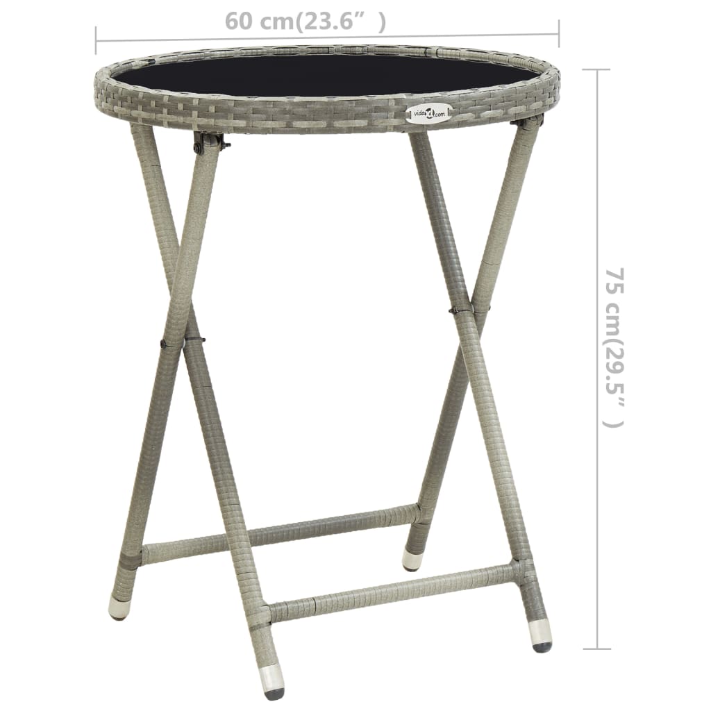Bistro Set Grey Poly rattan, steel, glass, fabric (100% polyester)