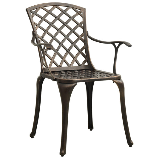 Garden Chair Set of 2 Bronze Cast Aluminum Standard Durable