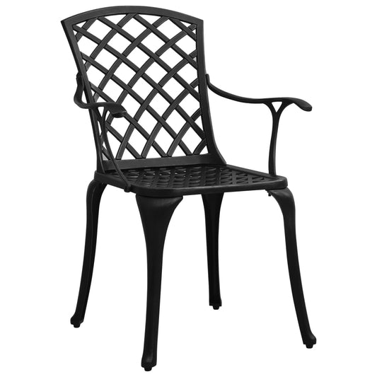 Garden Chair Set of 4 Black Cast Aluminum Standard Ergonomic