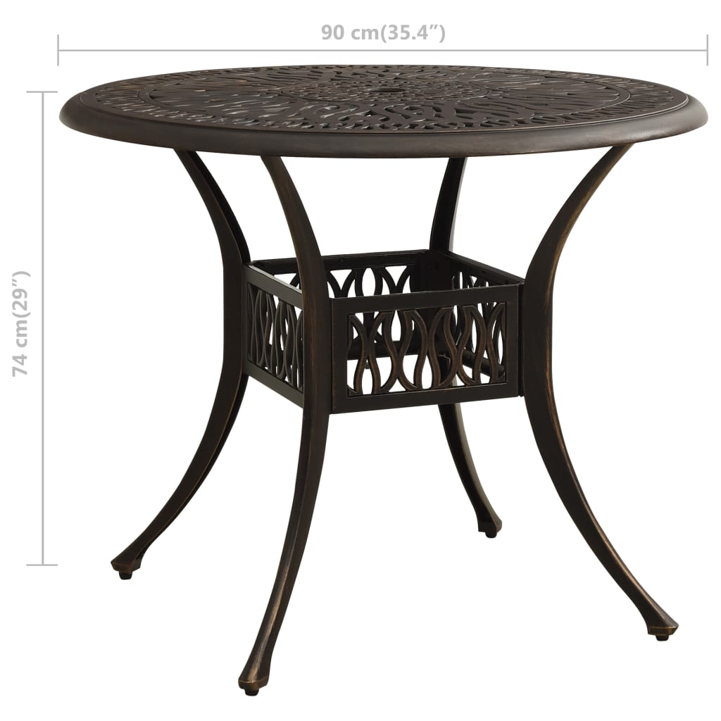 Garden Table Bronze Cast Aluminum Medium Attractive Design
