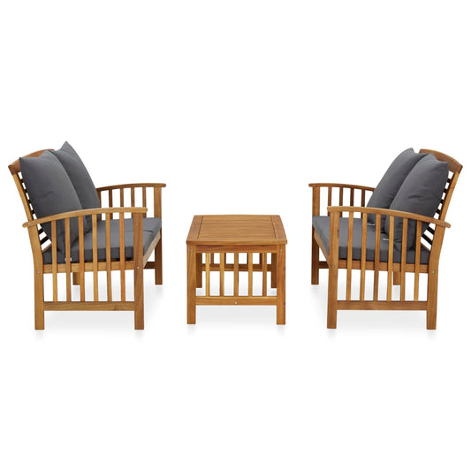 Garden Lounge Set Dark Grey Solid Acacia wood Medium Durable